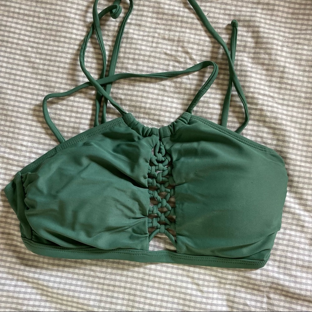 Xhiliration Army Green Swim Suit Set